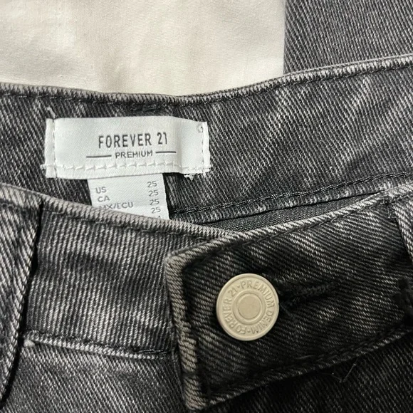 Forever 21 Black Straight-Leg Jeans with Crystal Trim - Picture 2 of 6